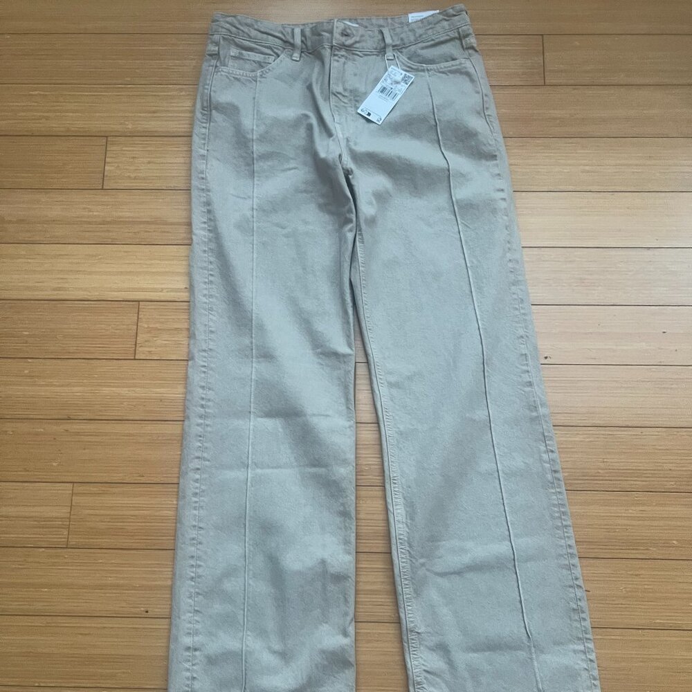 Mango Straight Leg Jeans Denim Pants Women Sz 8 Tan/Khaki color (New With Tags)